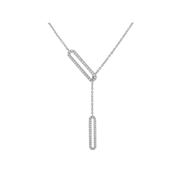 1N 18" Inch Chain .925 Silver Sterling Silver Diamond Lariat Necklace 1N 18" Inch Chain .925 Silver Sterling Silver Diamond Lariat Necklace